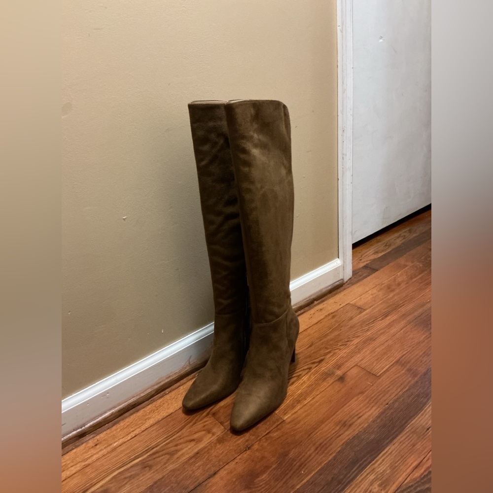 Brown Suede Knee-High Boots - Picture 4 of 8